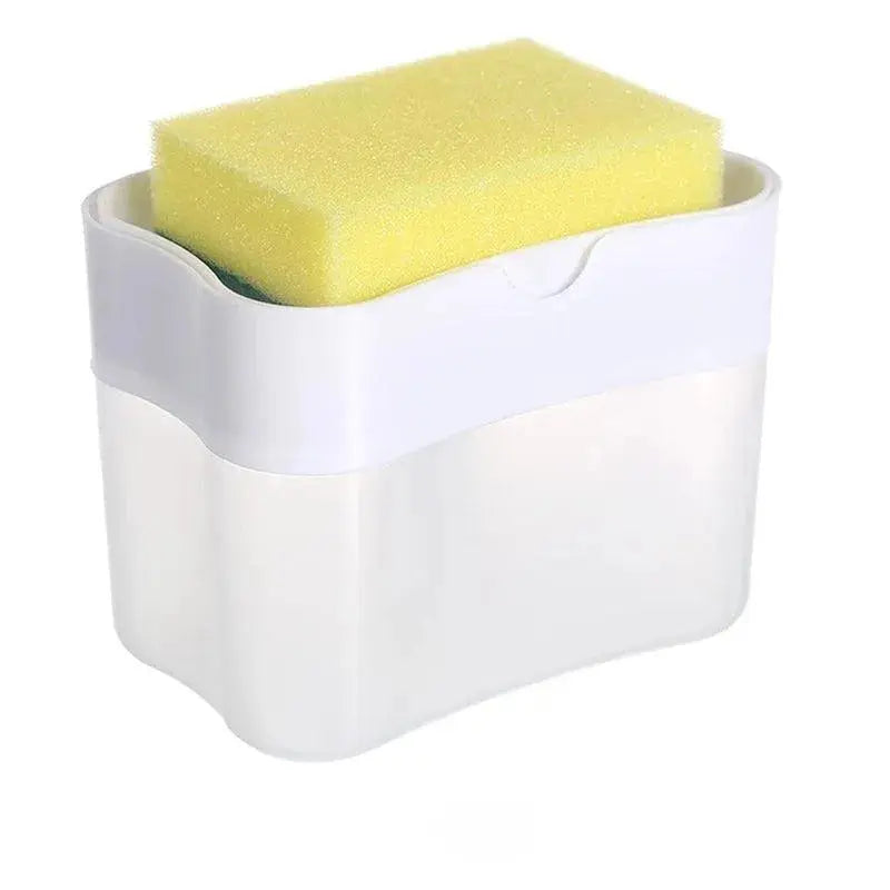 Dish Soap Dispenser with Integrated Sponge Holder - Kitchen Soap Pump Caddy