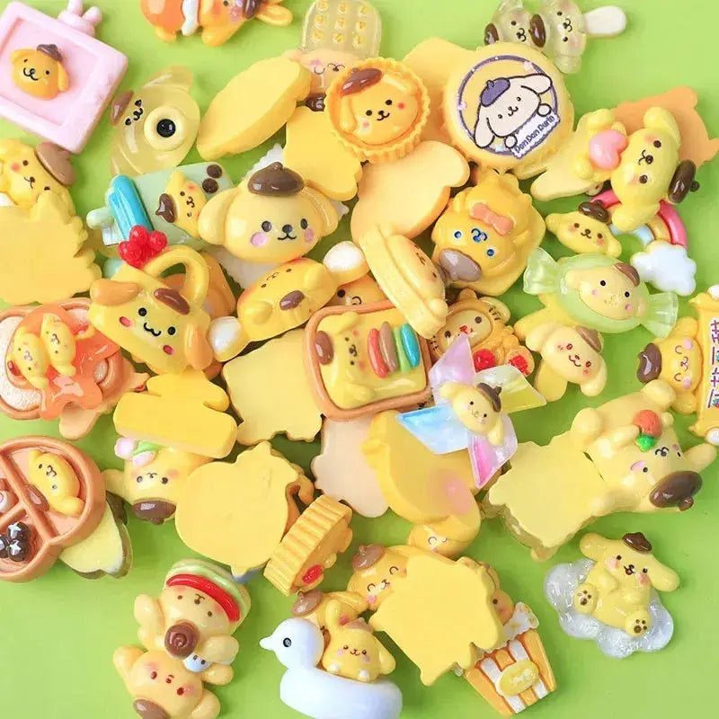 10 - Pack Kawaii Sanrio Resin Accessories for DIY Phone Cases and Headwear - Featuring Hello Kitty, Kuromi, and My Melody - Lacatang Shop