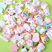 10 - Pack Kawaii Sanrio Resin Accessories for DIY Phone Cases and Headwear - Featuring Hello Kitty, Kuromi, and My Melody - Lacatang Shop