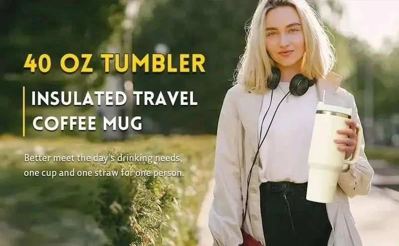 1200ML 304 Stainless Steel Insulated Water Bottle,Thermal Coffee Car Cup, Cold Hot Mugs Vacuum Flask With Handle Straw,For Sport - Lacatang Shop