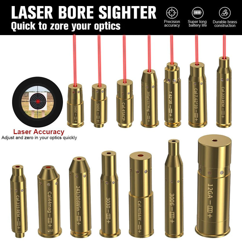 12GA/9MM/38Spl/357Mag/Cal. 45ACP/380ACP/7.62x35/Cal 6.5mm Dry Fire Laser Calibrator with Battery - Lacatang Shop