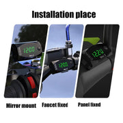 12V Motorcycle Electronic Clock Waterproof 3 in 1 Motobike Thermometer Voltmeter Digital Display Digital Voltage Meter - Lacatang Shop