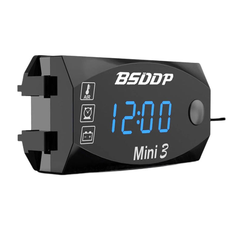 12V Motorcycle Electronic Clock Waterproof 3 in 1 Motobike Thermometer Voltmeter Digital Display Digital Voltage Meter - Lacatang Shop