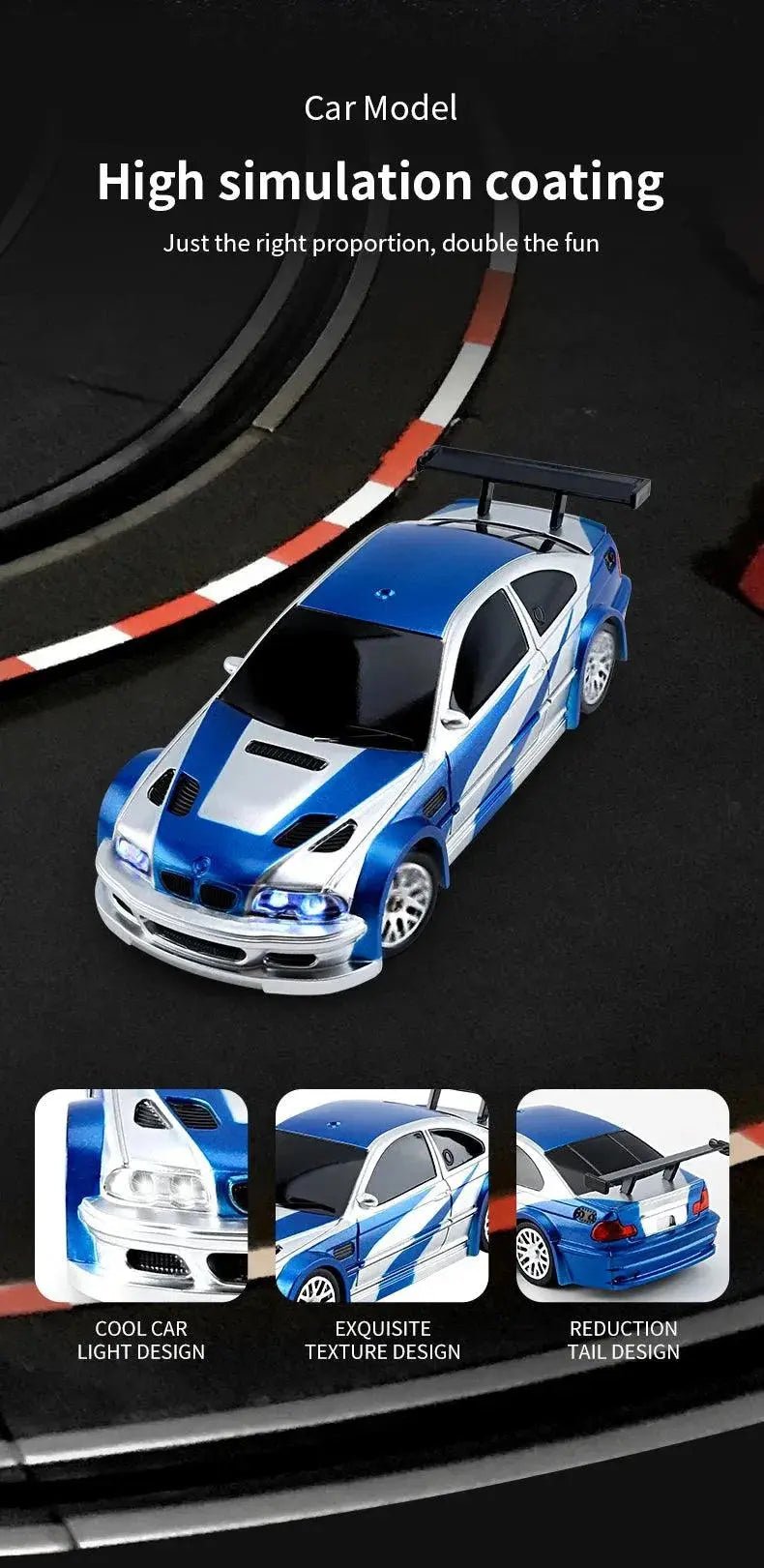 1/43 RC Car Mini Racing Cars 2.4G Radio Control Drift Car 4WD Off - road High - Speed Motor Vehicle Model Toys for Boys Mini Gifts - Lacatang Shop