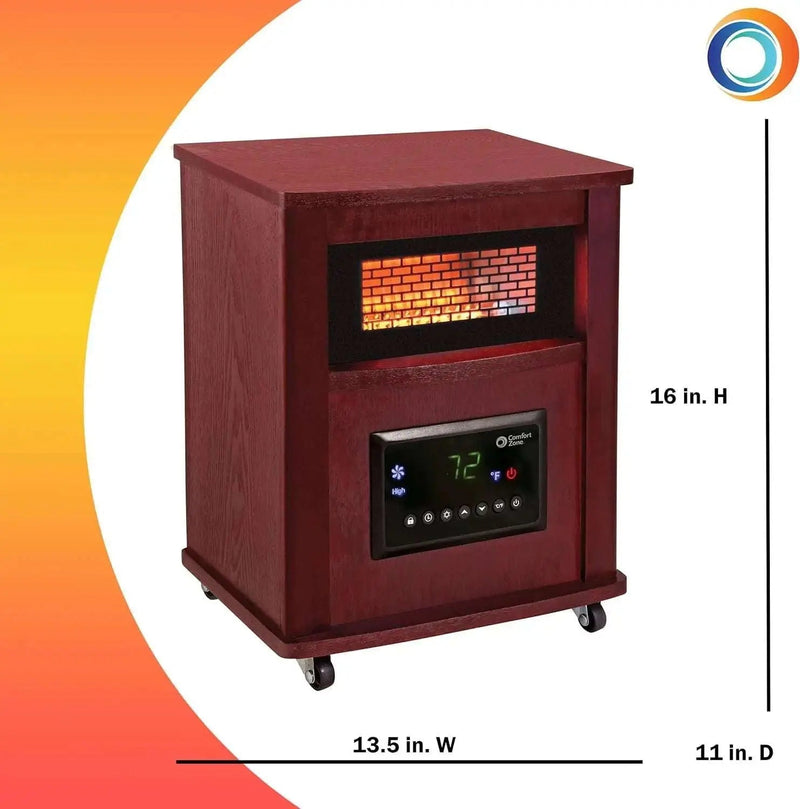 1500W 16” Electric Infrared Quartz Wood Cabinet Space Heater ，Adjustable Thermostat with， Digital Display, Overheat Protection - Lacatang Shop