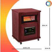 1500W 16” Electric Infrared Quartz Wood Cabinet Space Heater ，Adjustable Thermostat with， Digital Display, Overheat Protection - Lacatang Shop
