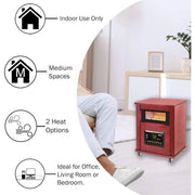 1500W 16” Electric Infrared Quartz Wood Cabinet Space Heater ，Adjustable Thermostat with， Digital Display, Overheat Protection - Lacatang Shop