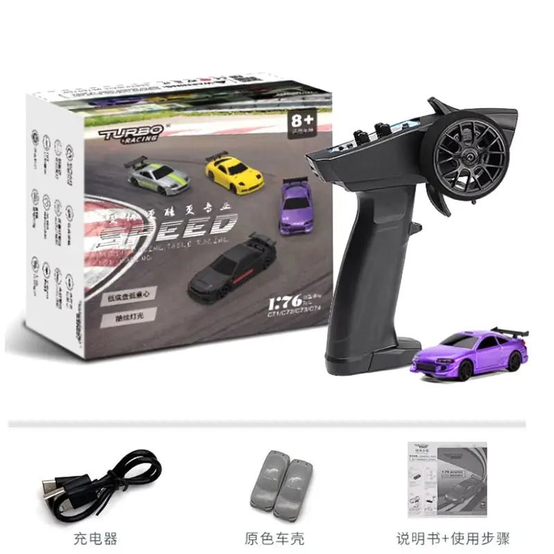 1/76 RC Mini Drift Car TURBO RACING Rear Wheel Drive Racing Built in Metal Weights for Boys Gift RTR Mode - Lacatang Shop