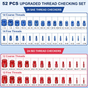 52PCS Metric Imperial Bolt Nut Gauge Tool Wear Resistant Precise Nut Bolt Thread Checker for Plumber Machinist and Handymen