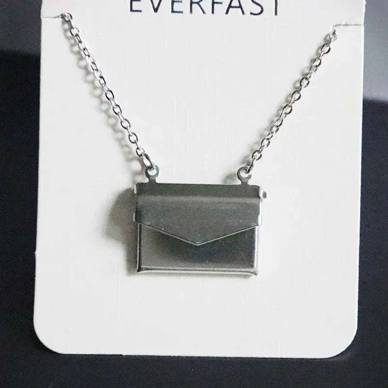 1pc Tiny Handbag Shape Photo Frame Stainless Steel Charms Floating Envelope Locket Necklaces Women Men Lover Memorial Jewelry - Lacatang Shop