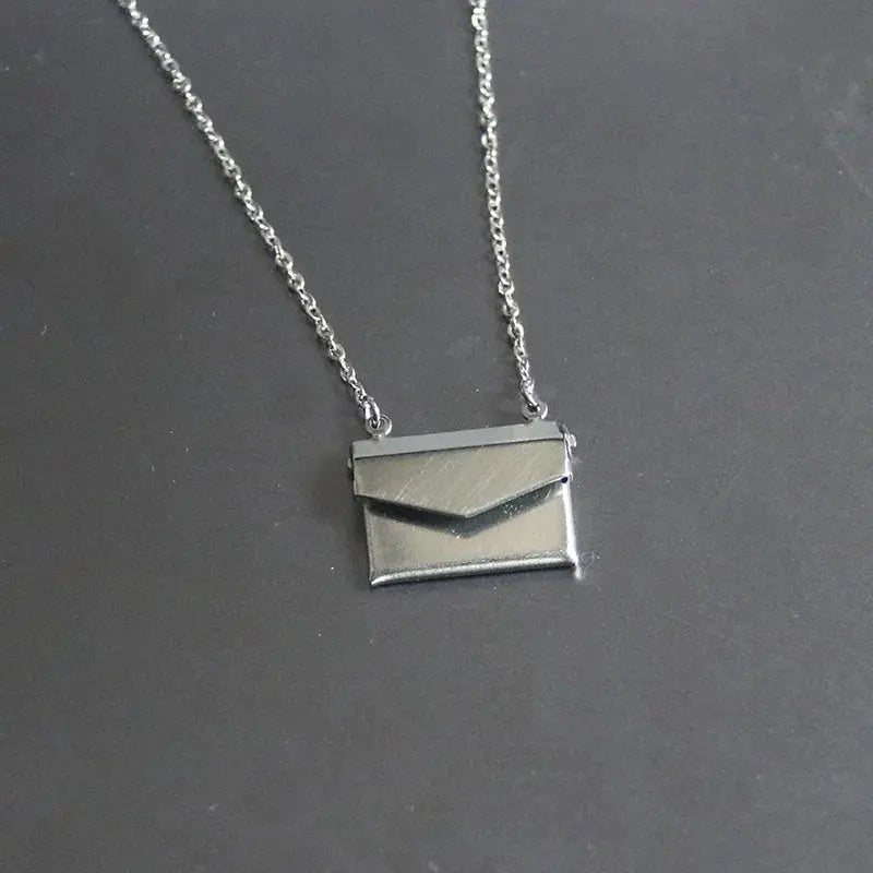 1pc Tiny Handbag Shape Photo Frame Stainless Steel Charms Floating Envelope Locket Necklaces Women Men Lover Memorial Jewelry - Lacatang Shop