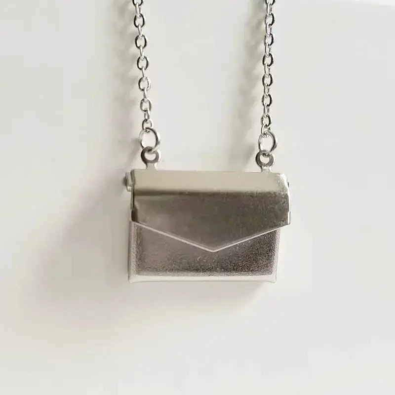 1pc Tiny Handbag Shape Photo Frame Stainless Steel Charms Floating Envelope Locket Necklaces Women Men Lover Memorial Jewelry - Lacatang Shop