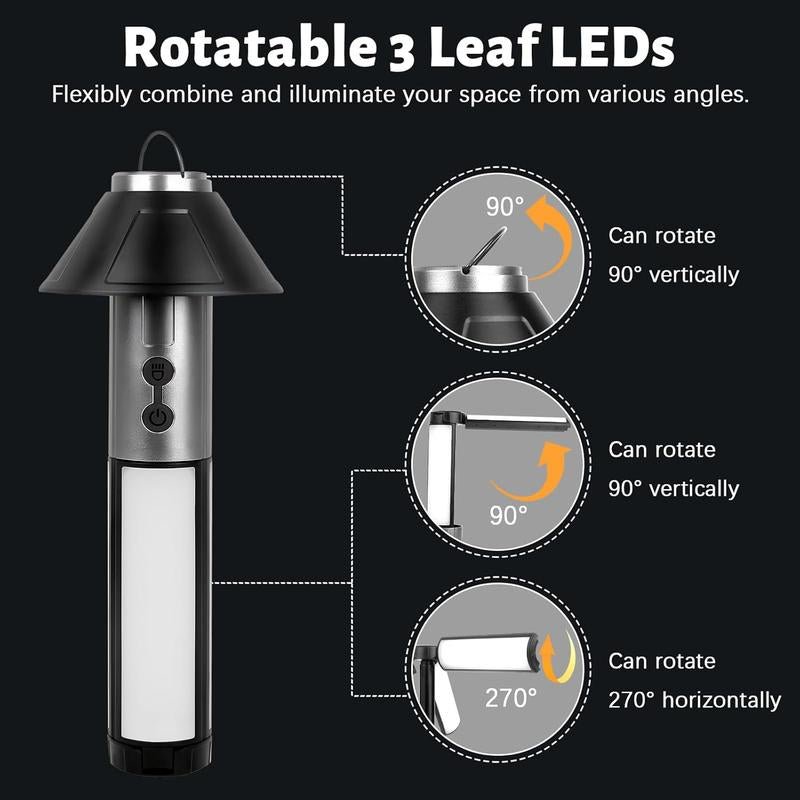2 in 1 LED Work Light, 1 Count Portable Foldable Camping Light Flashlight, Multifunctional LED Light for Hiking, Camping, Fishing and Travel - Lacatang Shop
