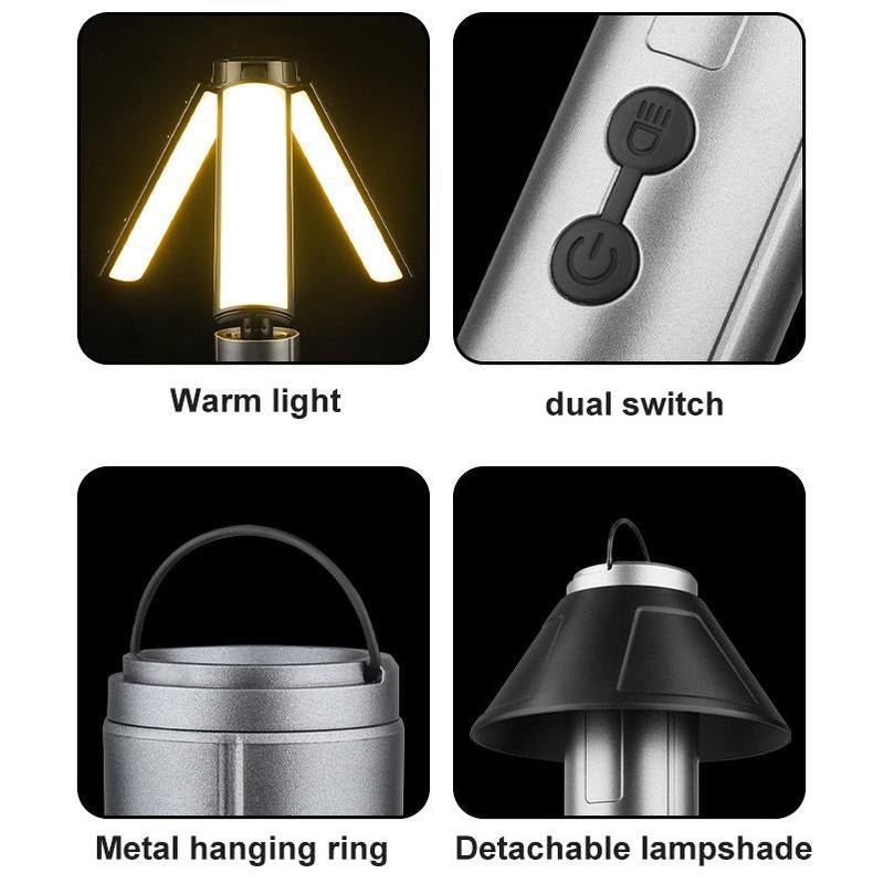 2 in 1 LED Work Light, 1 Count Portable Foldable Camping Light Flashlight, Multifunctional LED Light for Hiking, Camping, Fishing and Travel - Lacatang Shop