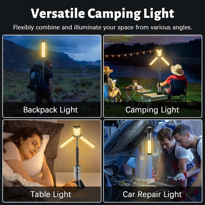 2 in 1 LED Work Light, 1 Count Portable Foldable Camping Light Flashlight, Multifunctional LED Light for Hiking, Camping, Fishing and Travel - Lacatang Shop