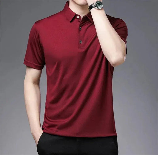 2024 Men's New Solid Color Business Casual POLO Shirt Summer Fashion Casual Short Sleeve Comfortable and Breathable Top - Lacatang Shop