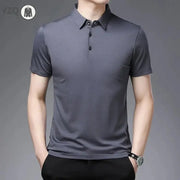 2024 Men's New Solid Color Business Casual POLO Shirt Summer Fashion Casual Short Sleeve Comfortable and Breathable Top - Lacatang Shop