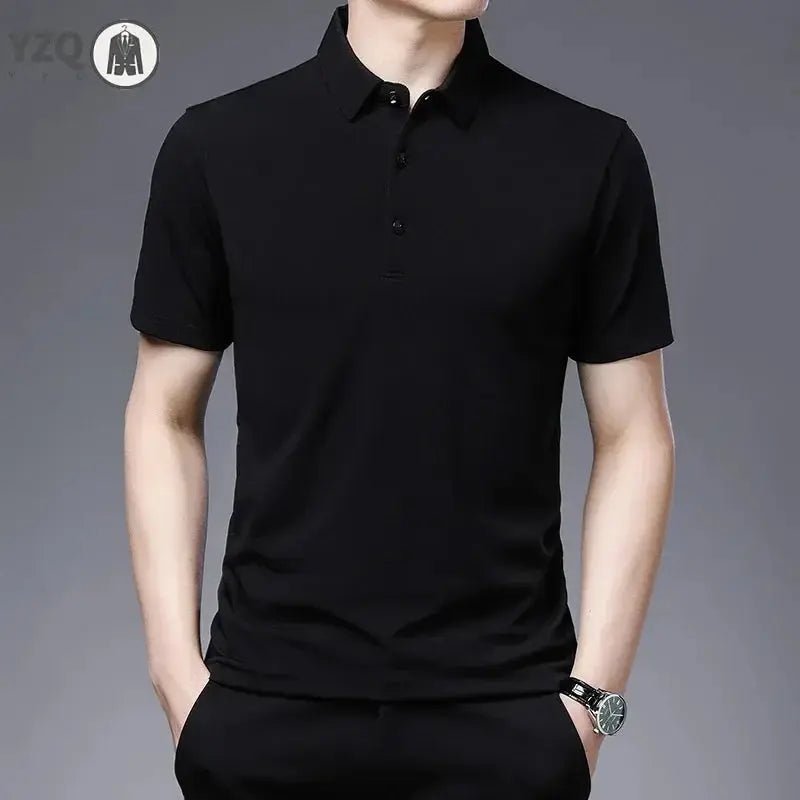 2024 Men's New Solid Color Business Casual POLO Shirt Summer Fashion Casual Short Sleeve Comfortable and Breathable Top - Lacatang Shop