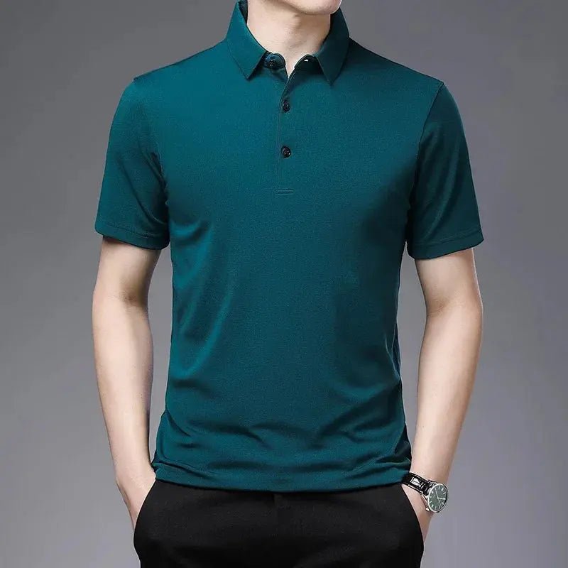 2024 Men's New Solid Color Business Casual POLO Shirt Summer Fashion Casual Short Sleeve Comfortable and Breathable Top - Lacatang Shop