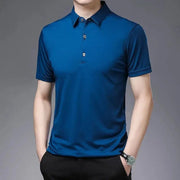 2024 Men's New Solid Color Business Casual POLO Shirt Summer Fashion Casual Short Sleeve Comfortable and Breathable Top - Lacatang Shop