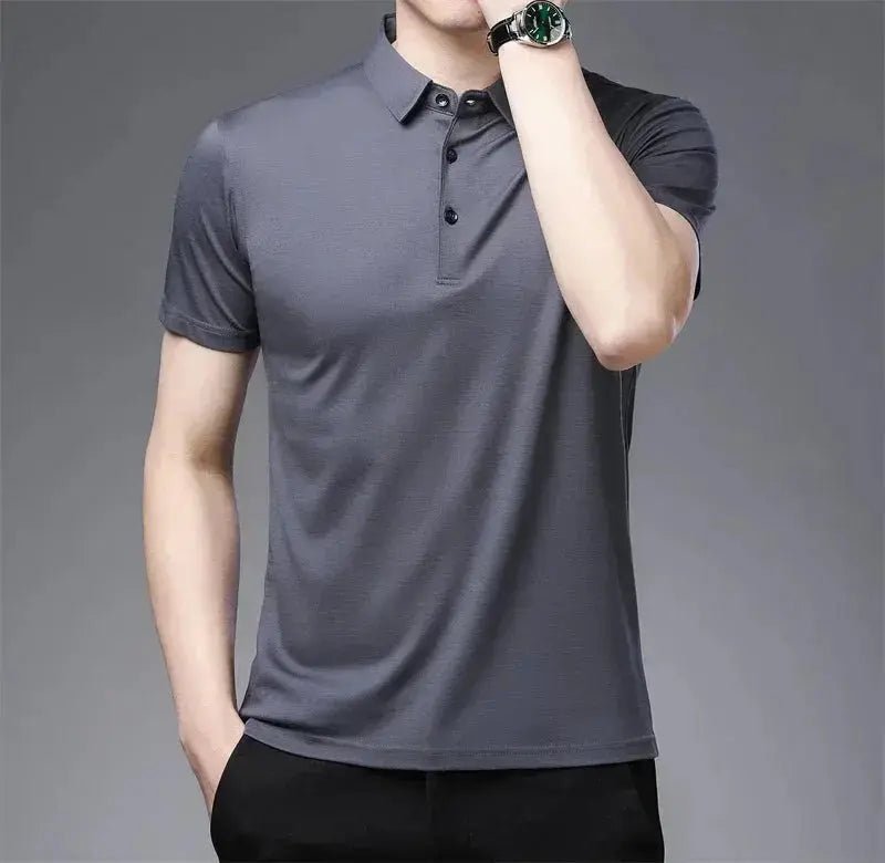2024 Men's New Solid Color Business Casual POLO Shirt Summer Fashion Casual Short Sleeve Comfortable and Breathable Top - Lacatang Shop