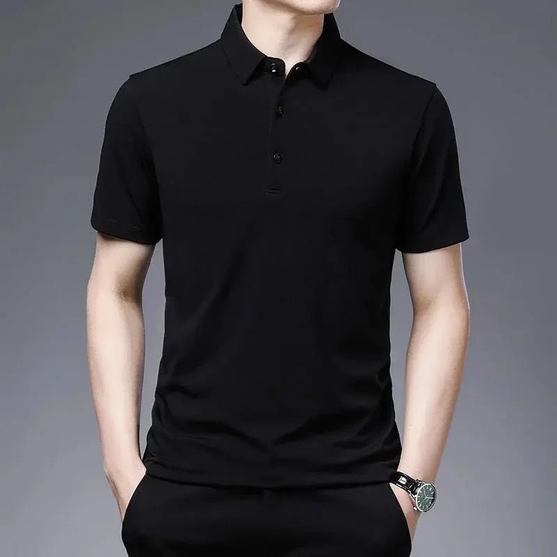 2024 Men's New Solid Color Business Casual POLO Shirt Summer Fashion Casual Short Sleeve Comfortable and Breathable Top - Lacatang Shop