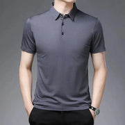 2024 Men's New Solid Color Business Casual POLO Shirt Summer Fashion Casual Short Sleeve Comfortable and Breathable Top - Lacatang Shop