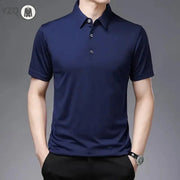 2024 Men's New Solid Color Business Casual POLO Shirt Summer Fashion Casual Short Sleeve Comfortable and Breathable Top - Lacatang Shop