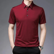 2024 Men's New Solid Color Business Casual POLO Shirt Summer Fashion Casual Short Sleeve Comfortable and Breathable Top - Lacatang Shop