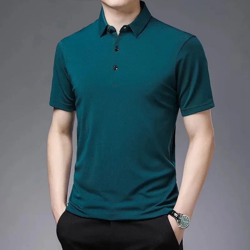 2024 Men's New Solid Color Business Casual POLO Shirt Summer Fashion Casual Short Sleeve Comfortable and Breathable Top - Lacatang Shop