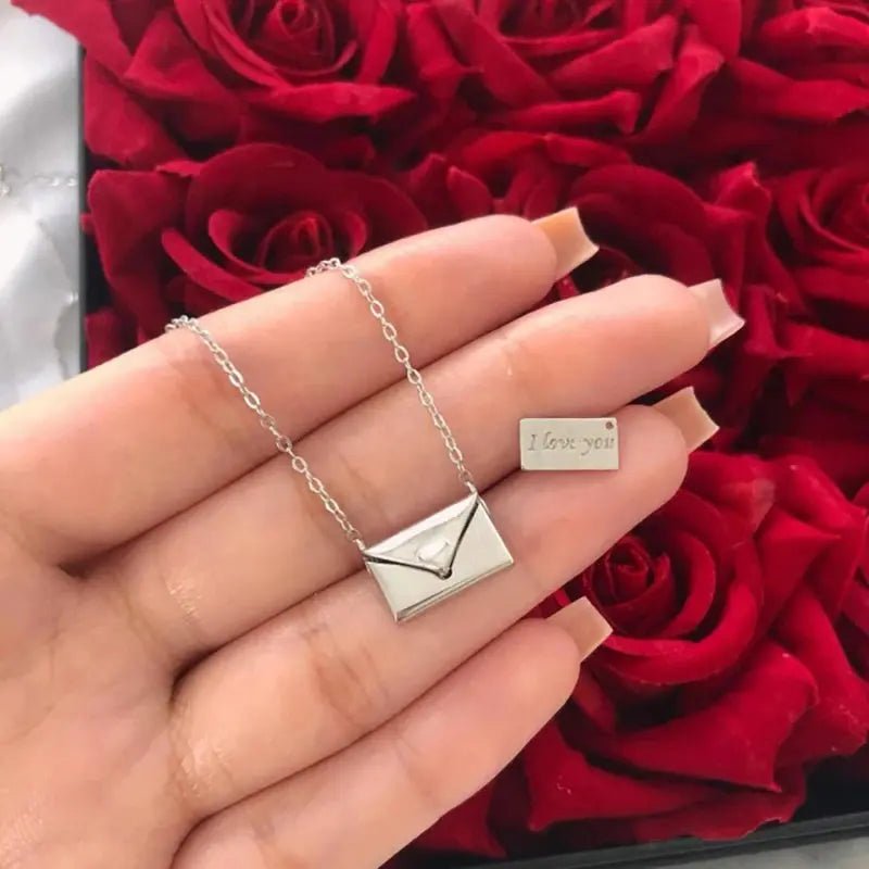 2024 New Arrival Fashion Gold Silver Color Envelope Necklace Pendant for Women Valentine's Day Gift Jewelry Wholesale X6229 - Lacatang Shop