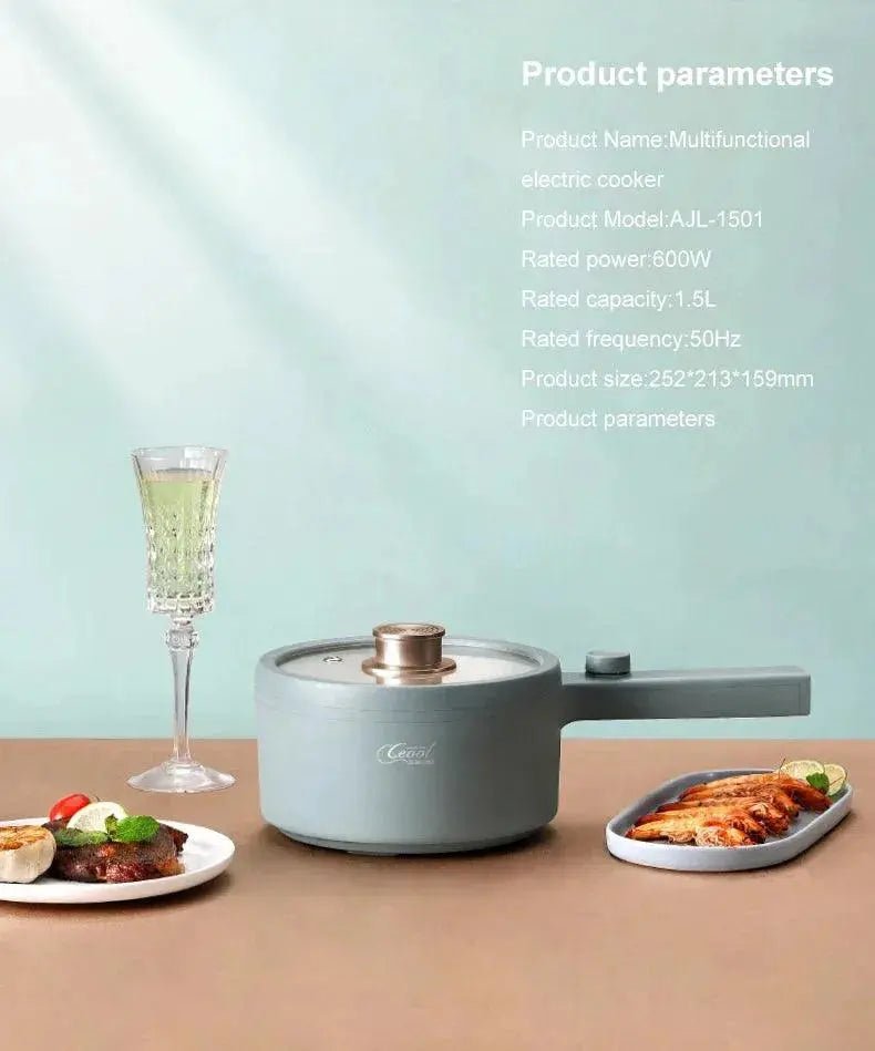 2024 New Portable 1.5L Multi - function Pot Rice Cooker Electric Cooking Stir Frying Noodle Pot Mini Hot Pot Household Dormitory - Lacatang Shop