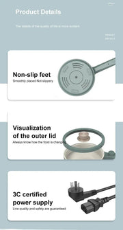 2024 New Portable 1.5L Multi - function Pot Rice Cooker Electric Cooking Stir Frying Noodle Pot Mini Hot Pot Household Dormitory - Lacatang Shop