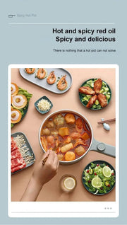 2024 New Portable 1.5L Multi - function Pot Rice Cooker Electric Cooking Stir Frying Noodle Pot Mini Hot Pot Household Dormitory - Lacatang Shop