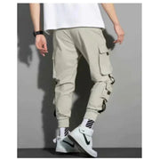 2024 Spring Autumn New Men's Korean Fashion Multi - pocket Loose Ins Nine - minute Drawstring Leg Work Pants Casual Daily Sweatpants - Lacatang Shop
