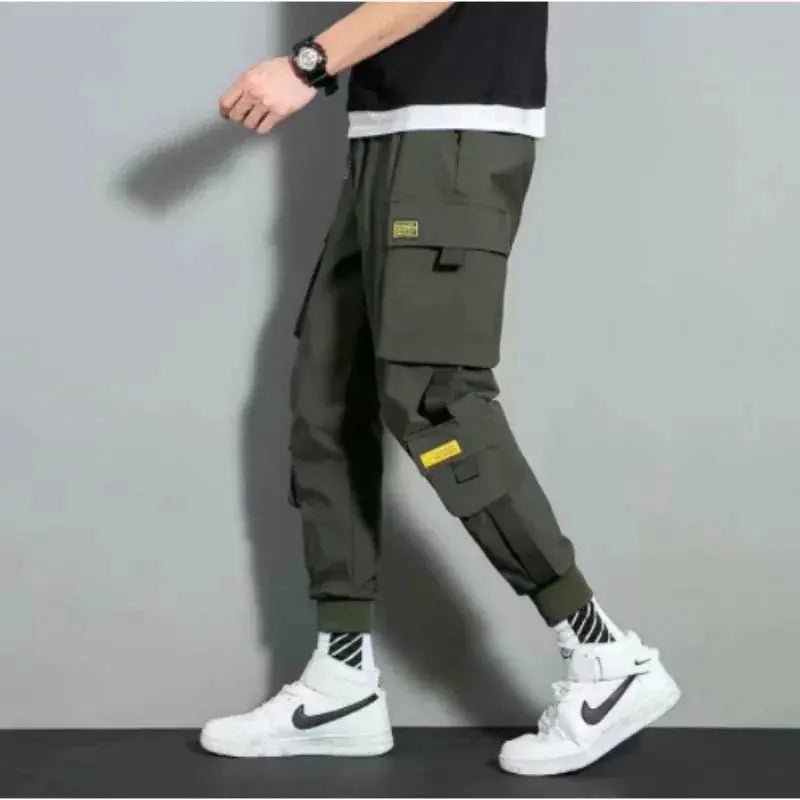 2024 Spring Autumn New Men's Korean Fashion Multi - pocket Loose Ins Nine - minute Drawstring Leg Work Pants Casual Daily Sweatpants - Lacatang Shop