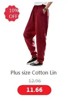 2024 Spring Women Casual Loose Harem Pants Solid Elastic Waist Summer Wide Leg Pants Plus size Cotton linen Trousers 4XL 5XL - Lacatang Shop