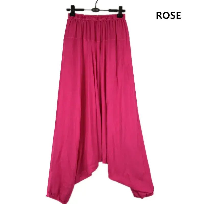 2024 Spring Women Casual Loose Harem Pants Solid Elastic Waist Summer Wide Leg Pants Plus size Cotton linen Trousers 4XL 5XL - Lacatang Shop