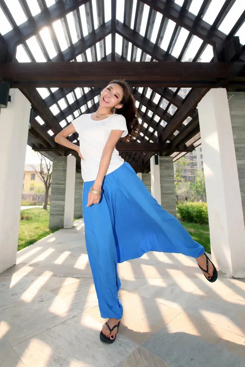 2024 Spring Women Casual Loose Harem Pants Solid Elastic Waist Summer Wide Leg Pants Plus size Cotton linen Trousers 4XL 5XL - Lacatang Shop