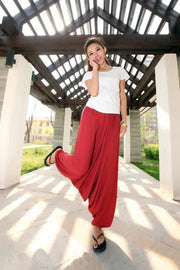 2024 Spring Women Casual Loose Harem Pants Solid Elastic Waist Summer Wide Leg Pants Plus size Cotton linen Trousers 4XL 5XL - Lacatang Shop