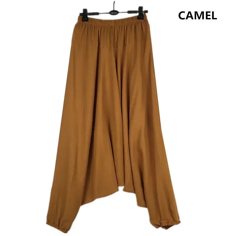 2024 Spring Women Casual Loose Harem Pants Solid Elastic Waist Summer Wide Leg Pants Plus size Cotton linen Trousers 4XL 5XL - Lacatang Shop
