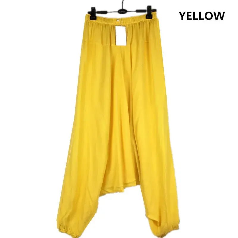 2024 Spring Women Casual Loose Harem Pants Solid Elastic Waist Summer Wide Leg Pants Plus size Cotton linen Trousers 4XL 5XL - Lacatang Shop