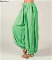 2024 Women's Spring Summer Lantern Pants Trousers Solid Loose Pleated Drawstring Casual Ankle Sports Pants Female Baggy Pants - Lacatang Shop