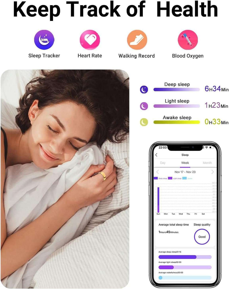 2025 Smart Health Tracker Ring - IP68 Waterproof Fitness Tracker - Lacatang Shop