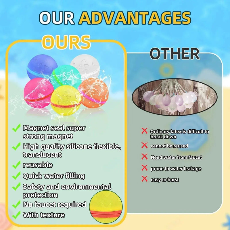 Reusable Water Balloons Set for Outdoor Activities - 6-18PCS, Ideal for Kids and Adults Reusable Water Balloons Set  Outdoor Activities - 6-18PCS, Ideal  toys AliExpress Lacatang Shop 