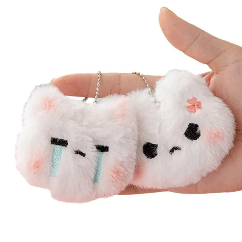 2pcs Cute Squeaky Plush Bunny Keychain,Angry & Crying Rabbit Bag Charm For Couples,Students Backpack Decoration Couple Pendant - Lacatang Shop
