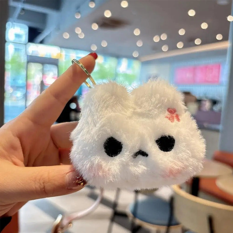 2pcs Cute Squeaky Plush Bunny Keychain,Angry & Crying Rabbit Bag Charm For Couples,Students Backpack Decoration Couple Pendant - Lacatang Shop