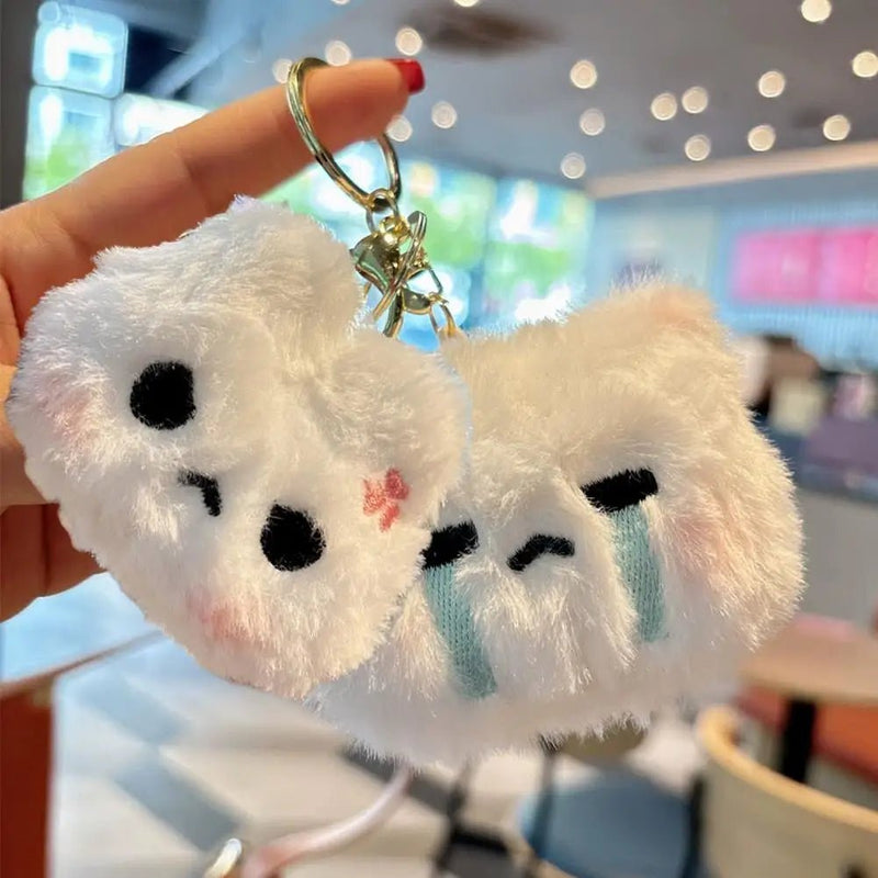 2pcs Cute Squeaky Plush Bunny Keychain,Angry & Crying Rabbit Bag Charm For Couples,Students Backpack Decoration Couple Pendant - Lacatang Shop