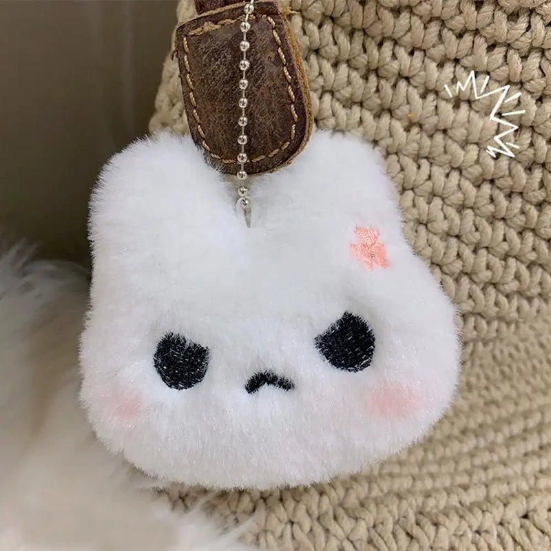 2pcs Cute Squeaky Plush Bunny Keychain,Angry & Crying Rabbit Bag Charm For Couples,Students Backpack Decoration Couple Pendant - Lacatang Shop