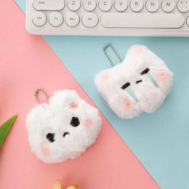 2pcs Cute Squeaky Plush Bunny Keychain,Angry & Crying Rabbit Bag Charm For Couples,Students Backpack Decoration Couple Pendant - Lacatang Shop